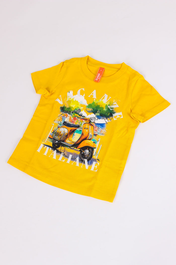 T-shirt Stampa Beach Giallo-4