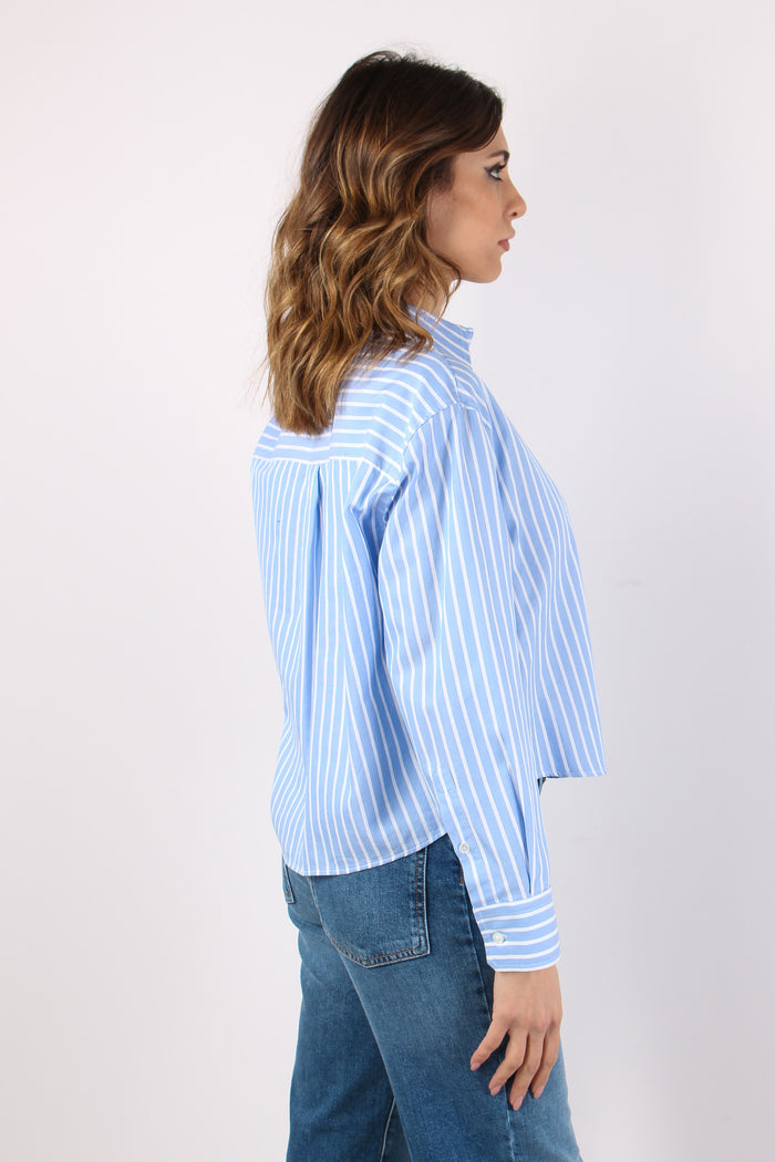 Wkdcartone Camicia Cotone Riga Azzurro/bianco-7