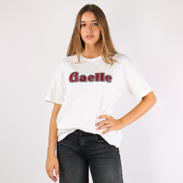 T-shirt Logo Contorno Strass Off White-2