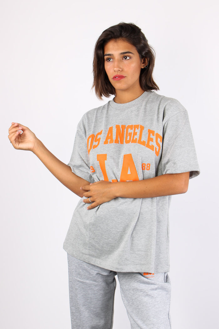 T-shirt Over Los Angeles Grigio Melange-5