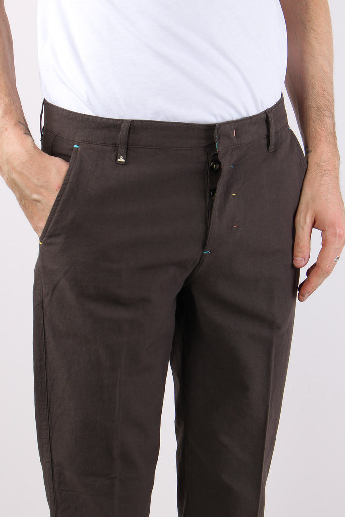 Pantalone Chino Misto Lino Caffe-5