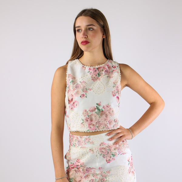 Top Sangallo Fantasia Fiori Bianco/rosa-2