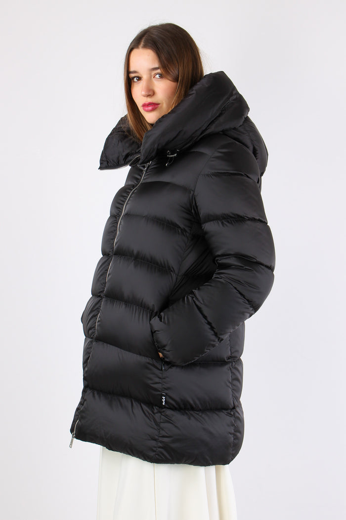 Piumino Lungo Cappuccio Black-5