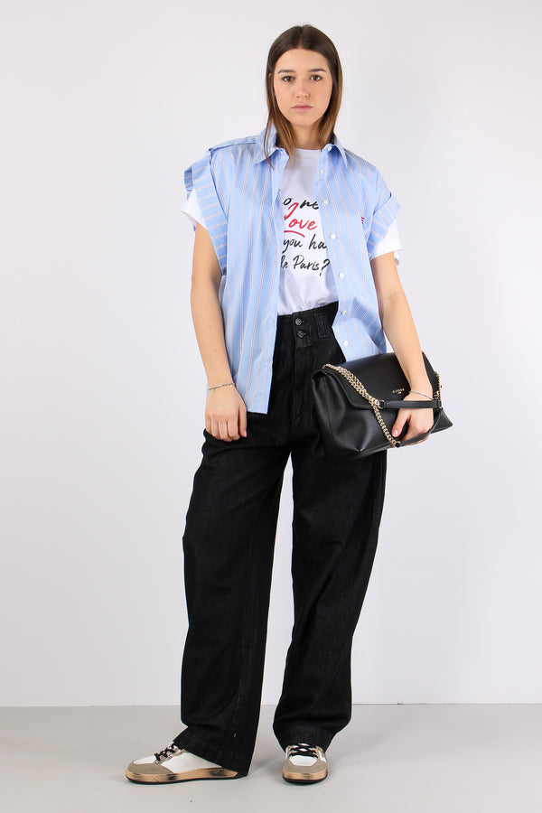 Camicia Riga Manica Aletta Azzurro-2