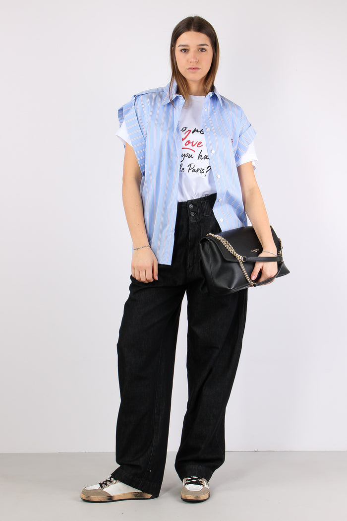 Camicia Riga Manica Aletta Azzurro-2