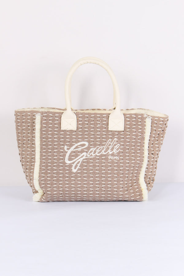 Shopping Intreccio Frange Beige