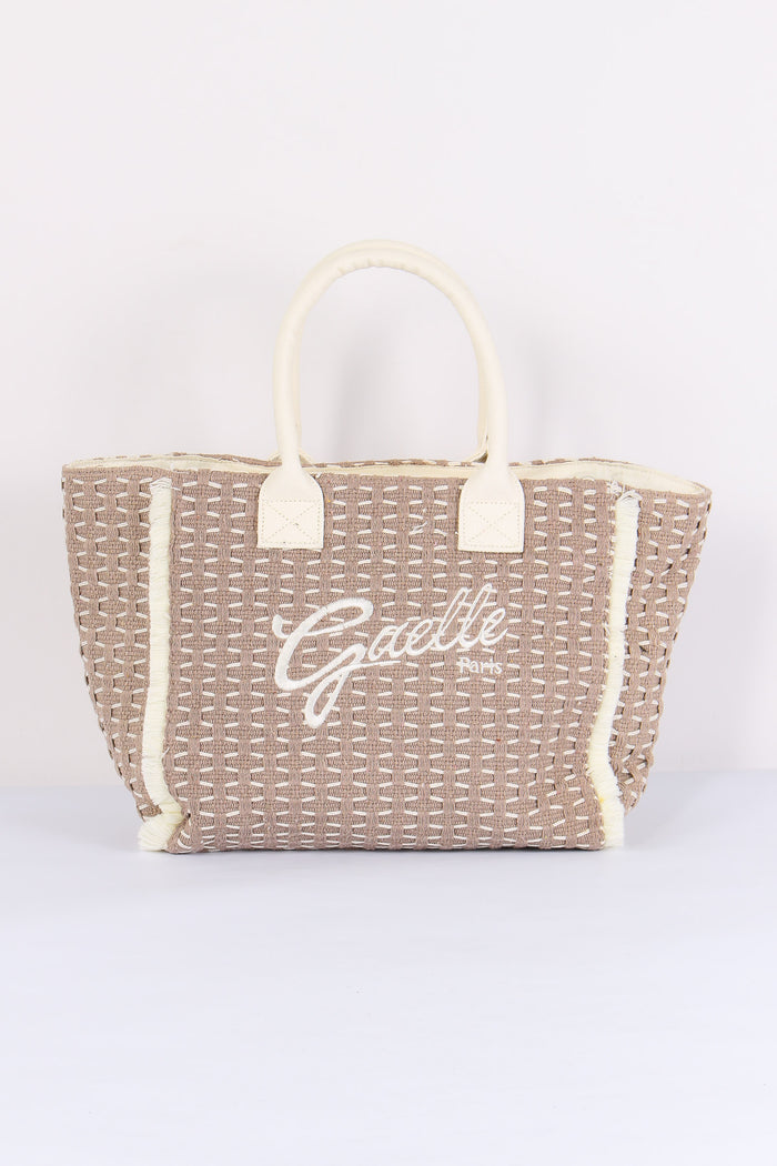 Shopping Intreccio Frange Beige