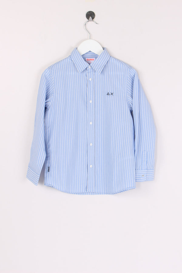Camicia Cotone Riga Azzurro/bianco