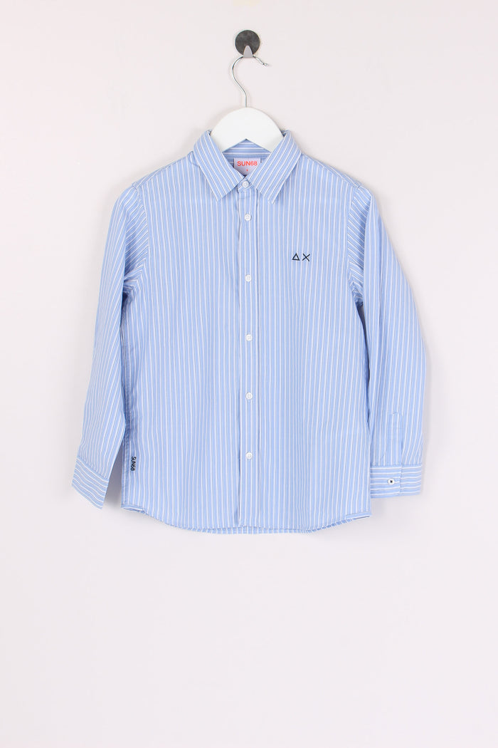 Camicia Cotone Riga Azzurro/bianco