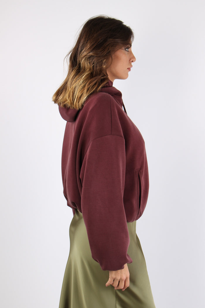 Felpa Modal Fodera Cappuccio Bordeaux-6