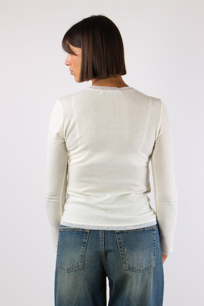 Maglia Inserto Tulle Latte-5