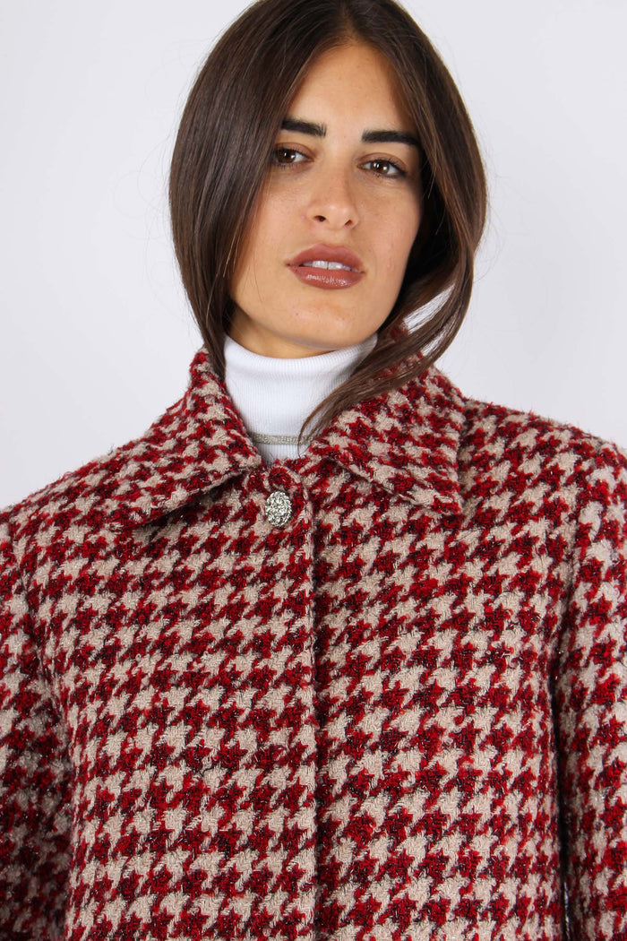 Cappotto Dritto Pied De Poule Beige/pepper-7