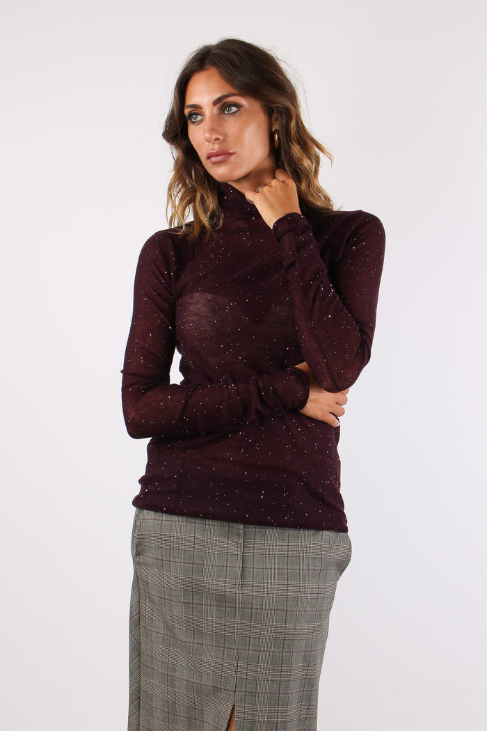 Moss Maglia Lana Paillettes Prugna-2