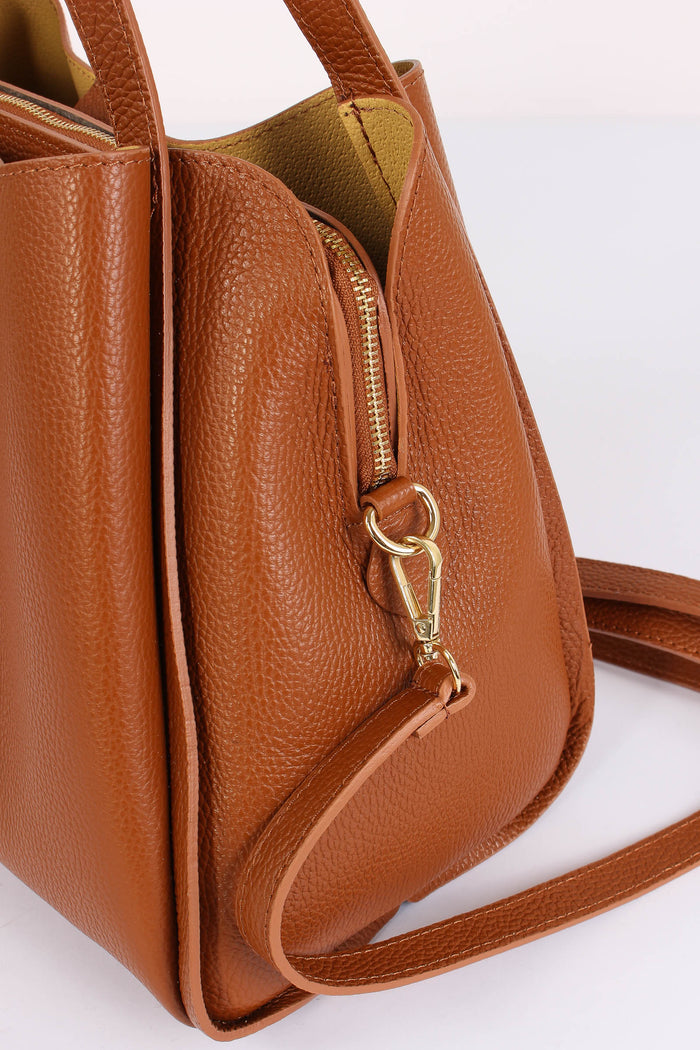 Shopping Fiocco Vera Pell Cuoio-5