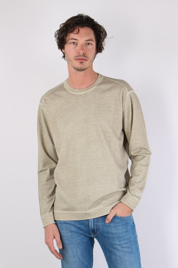 Maglia Doppia Tintura Effetto Lino Cement-2