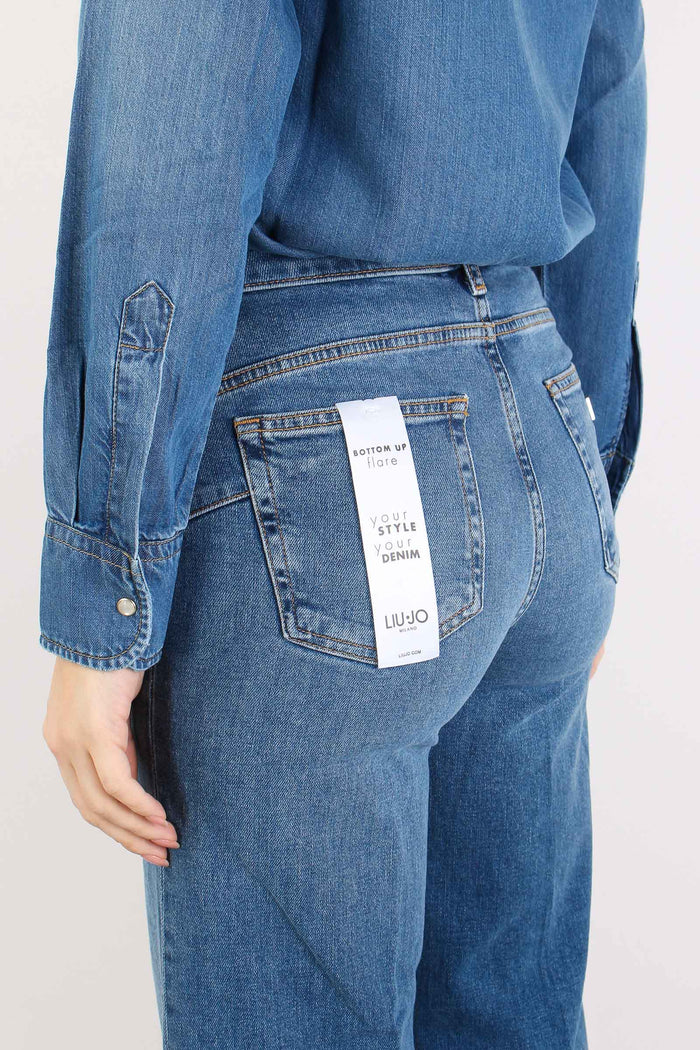 Jeans Flare Basico Denim Scuro-8