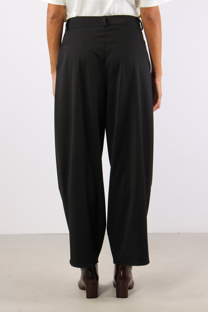 Pantalone Balloon Fresco Lana Nero-4