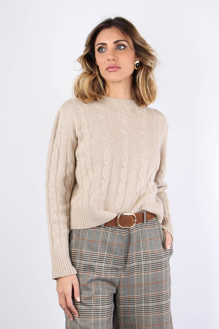 Maglia Treccia Beige