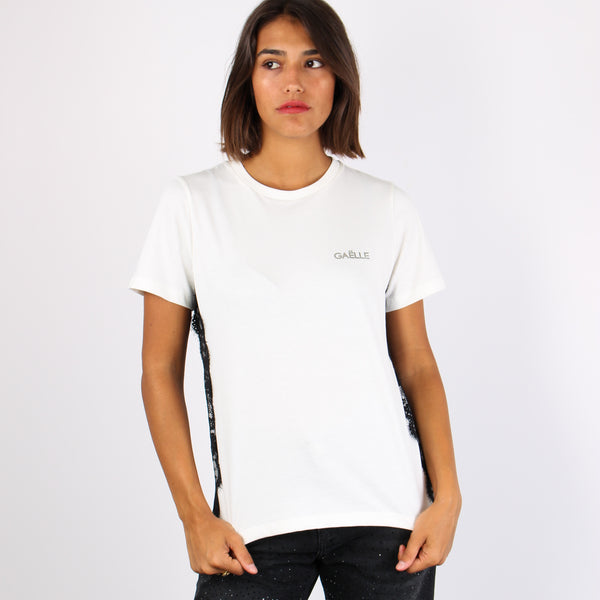 T-shirt Inserto Pizzo Off White-2