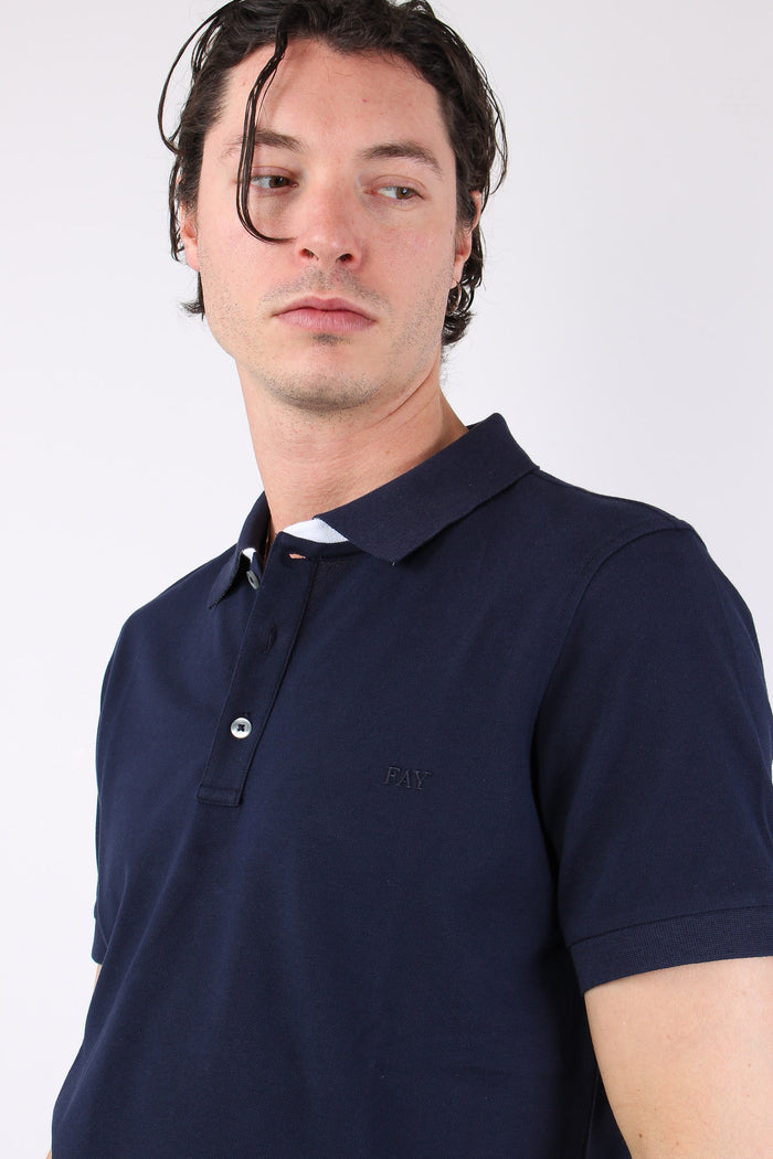 Polo Colletto Contrasto Blu-7