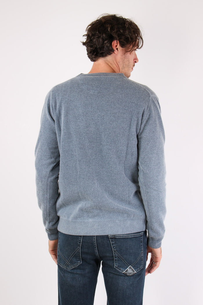 Cardigan Contrasto Fantasia Blu-4