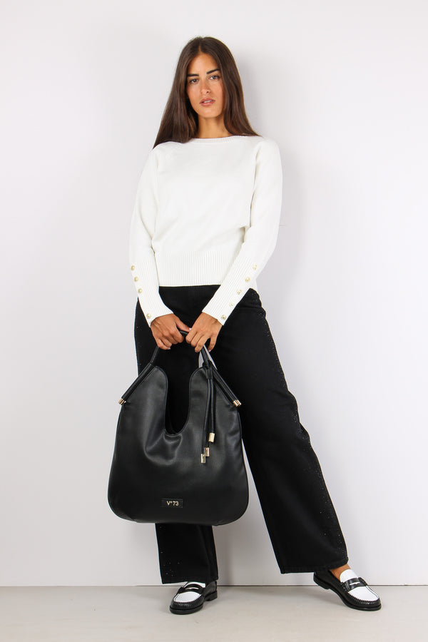 Arwan Maglia Bottoni Manica Latte