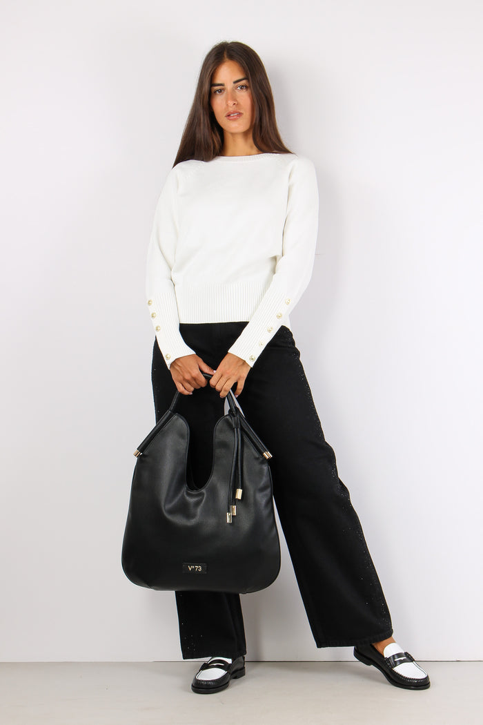 Arwan Maglia Bottoni Manica Latte