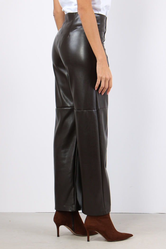 Pantalone Dritto Ecopelle Moro-5