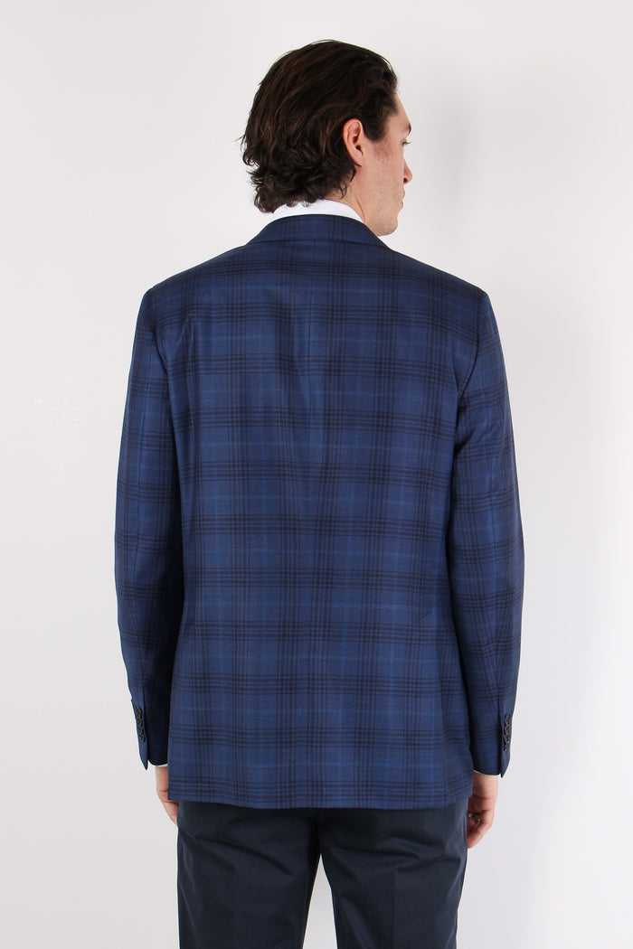 Giacca Check Fresco Lana Nero/blu-4