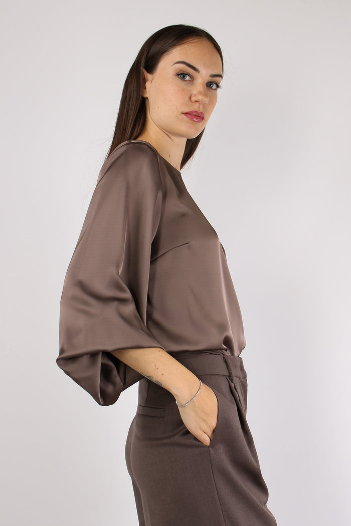 Blusa Effetto Raso Manica Pall Orzo-6