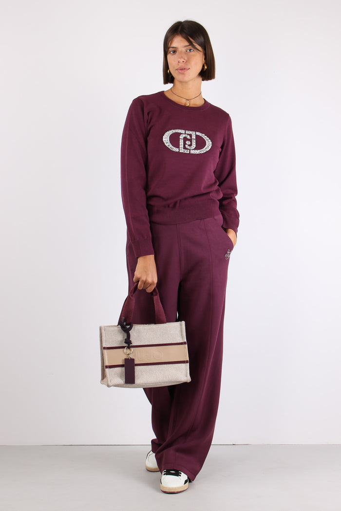 Maglia Viscosa Logo Strass Red/monogram-3