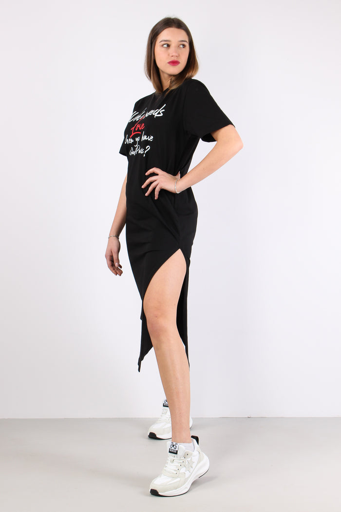 Abito Lungo Cotone Love Nero-3