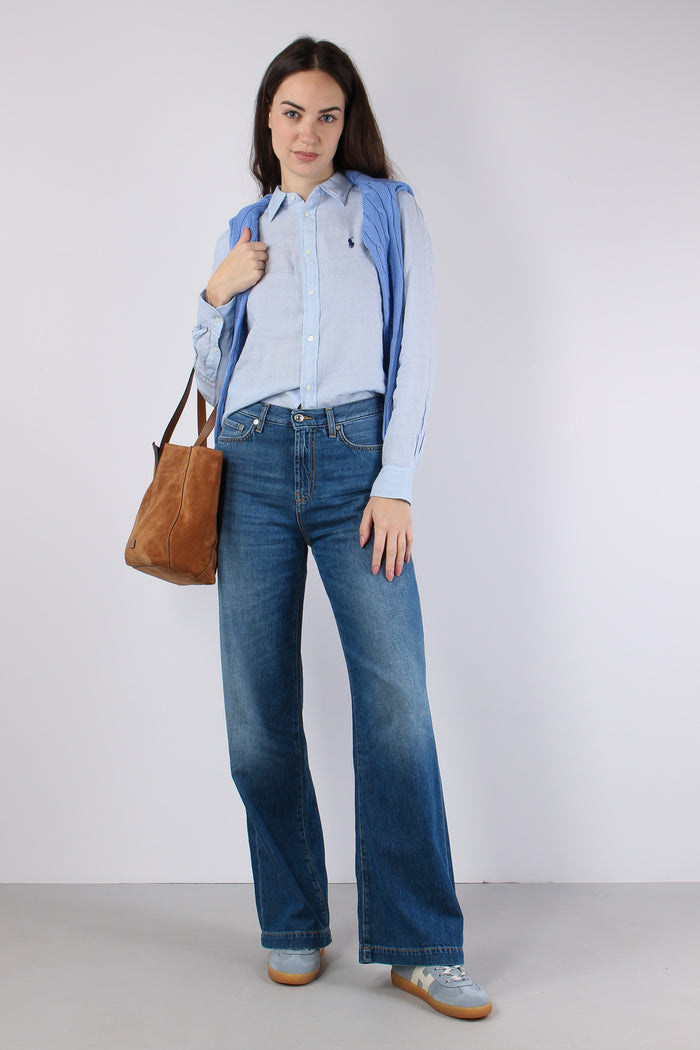 Camicia Classica Lino Oxford Blue-5