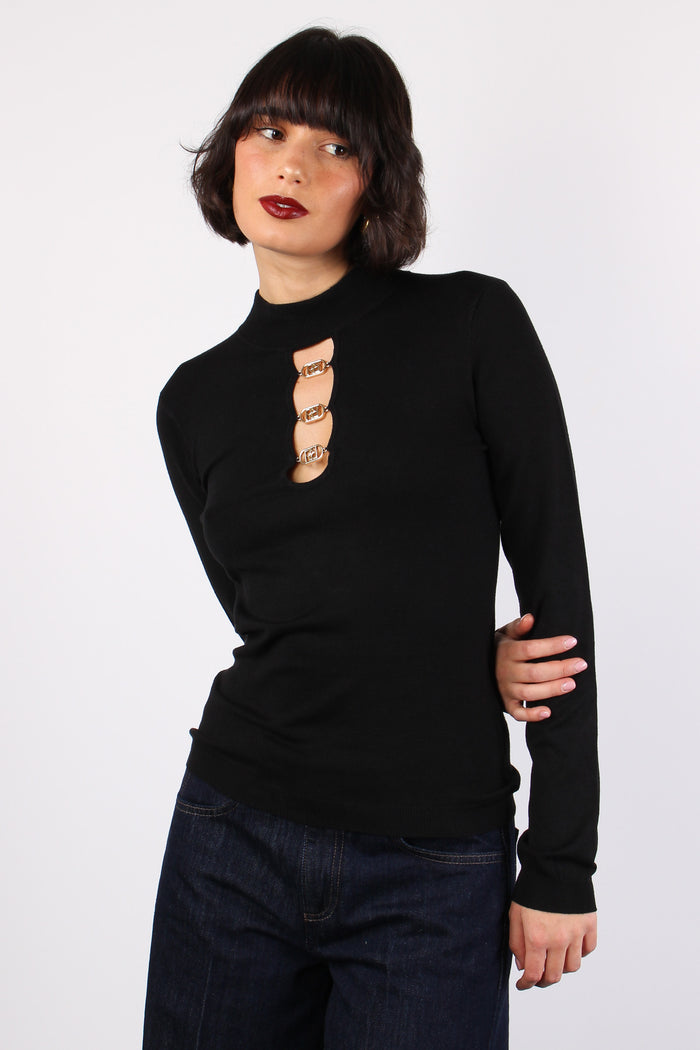 Angiolina Maglia Mezzo Collo Black-5