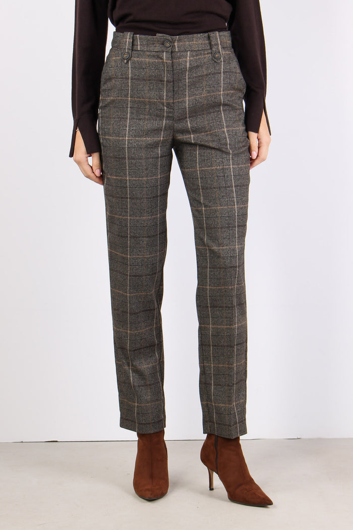 Pantalone Dritto Quadri Caffe-2