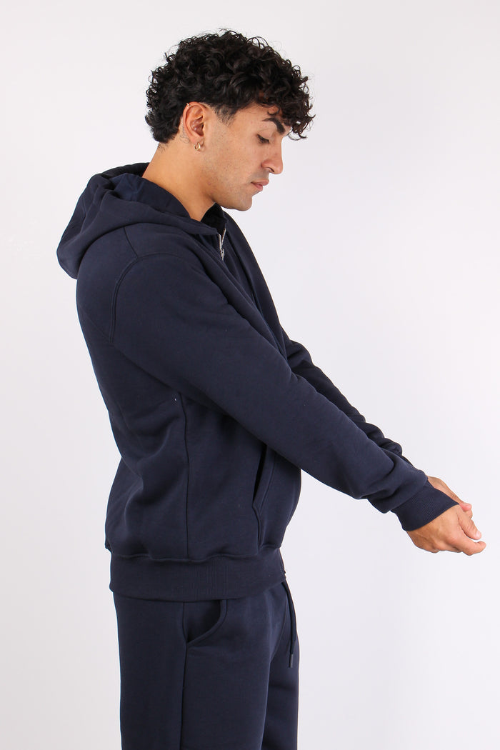 Felpa Full Zip Cappuccio Logo Blu-4