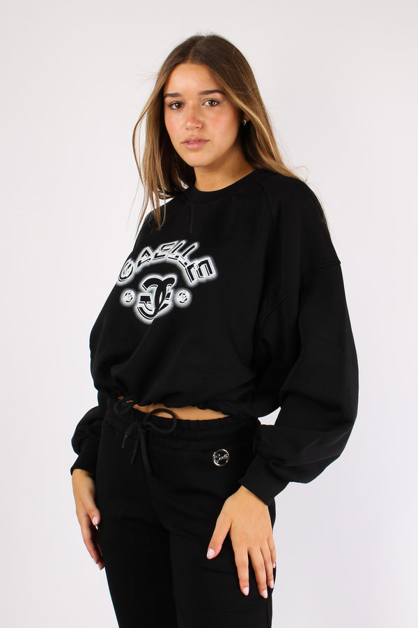 Felpa Cropped Logo Nero-2
