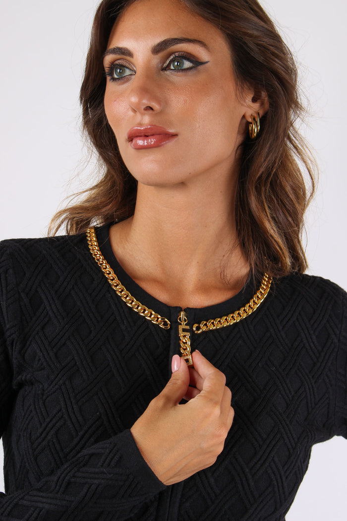 Giacca Zip In Maglia Nero-8