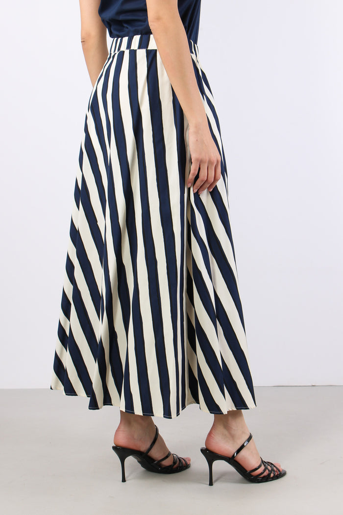 Uomo Gonna Cotone Riga Bianco/blu-6