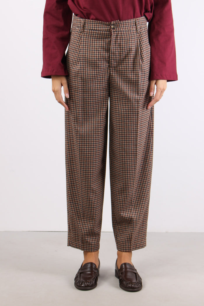 Pantalone Carrot Pied De Poul Bordeaux/blu-2