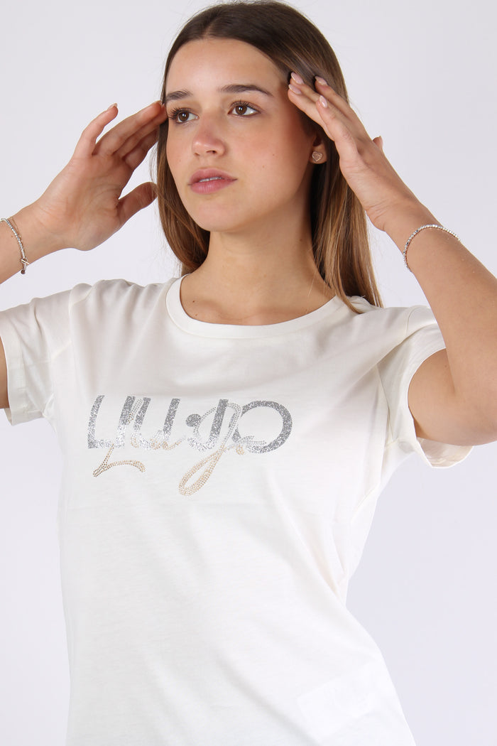 T-shirt Logo Oro Bianco/liujo-3