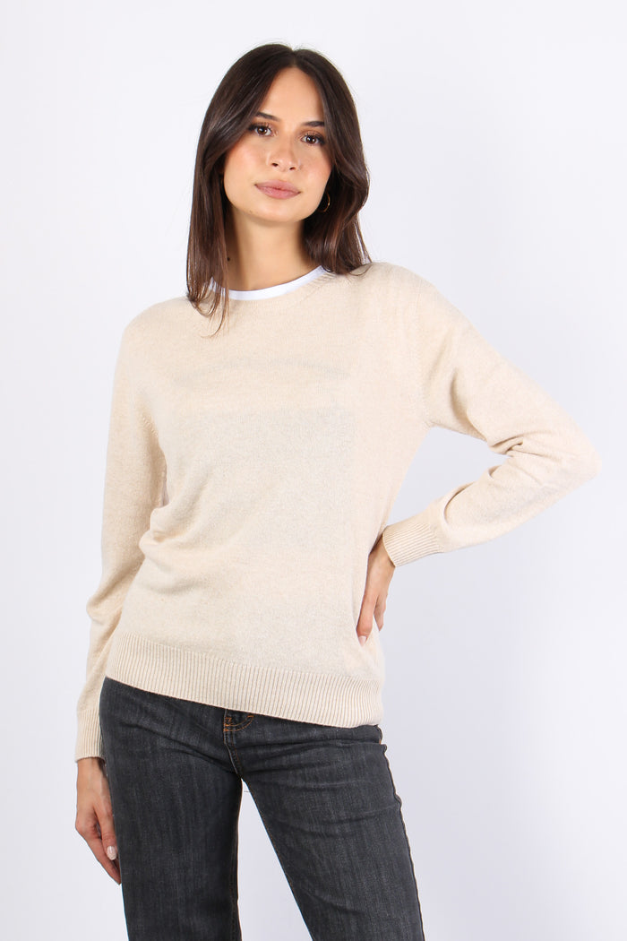 Maglia Girocollo Misto Cashmer Naturale-4