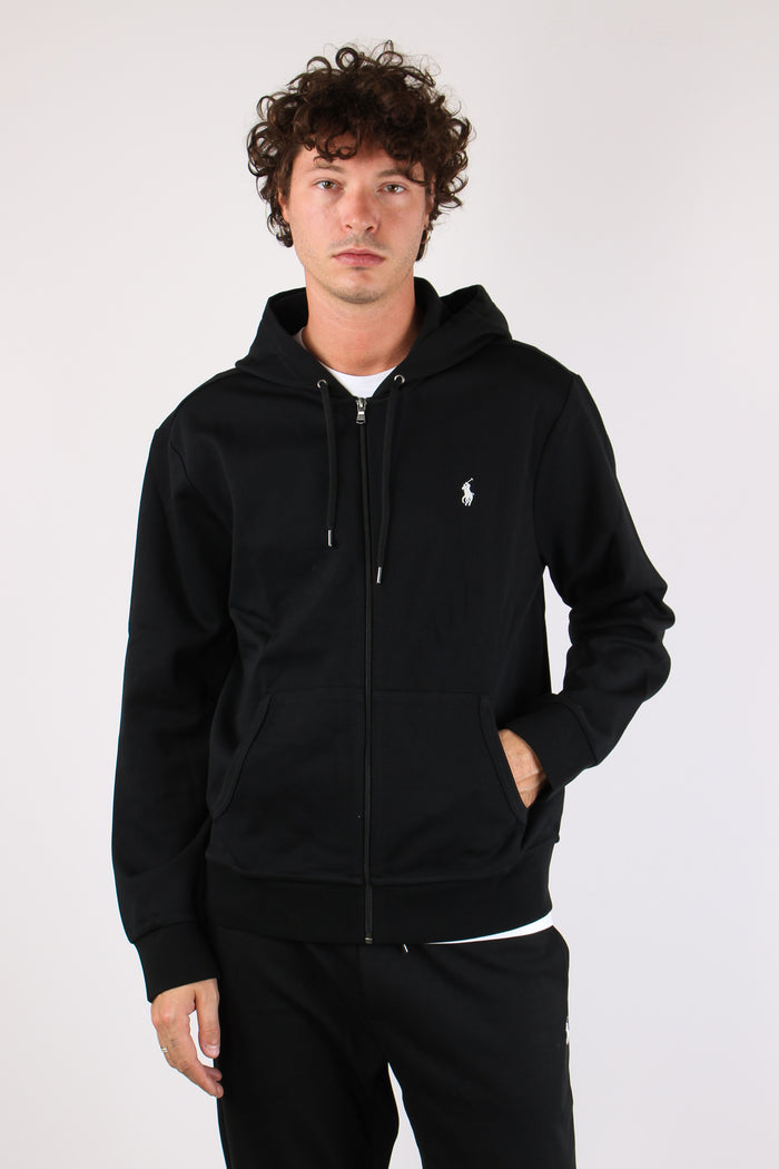 Felpa Zip Cappuccio Polo Black