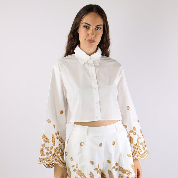 Camicia Crop Sangallo Bianco-2