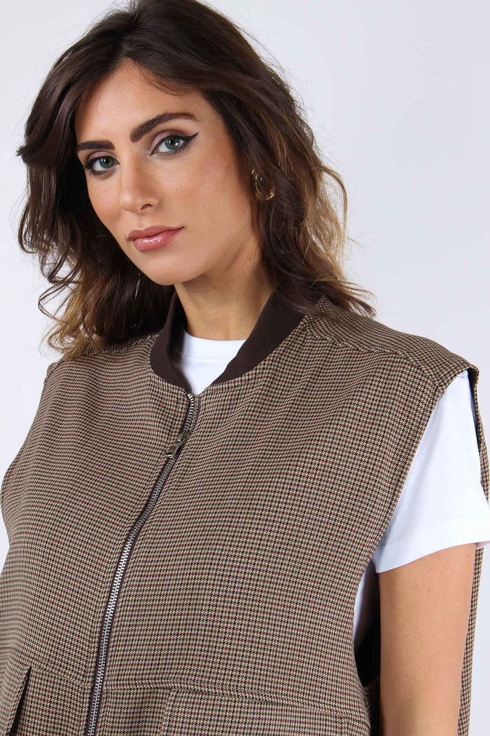 Gilet Foderato Arriccio Fondo Micro Check-5