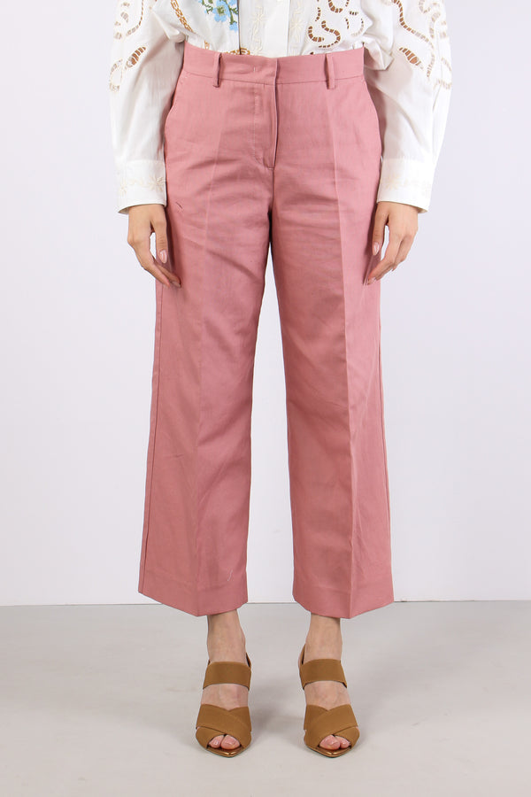 Zircone Pantalone Cropped Misto Lino Rose-2