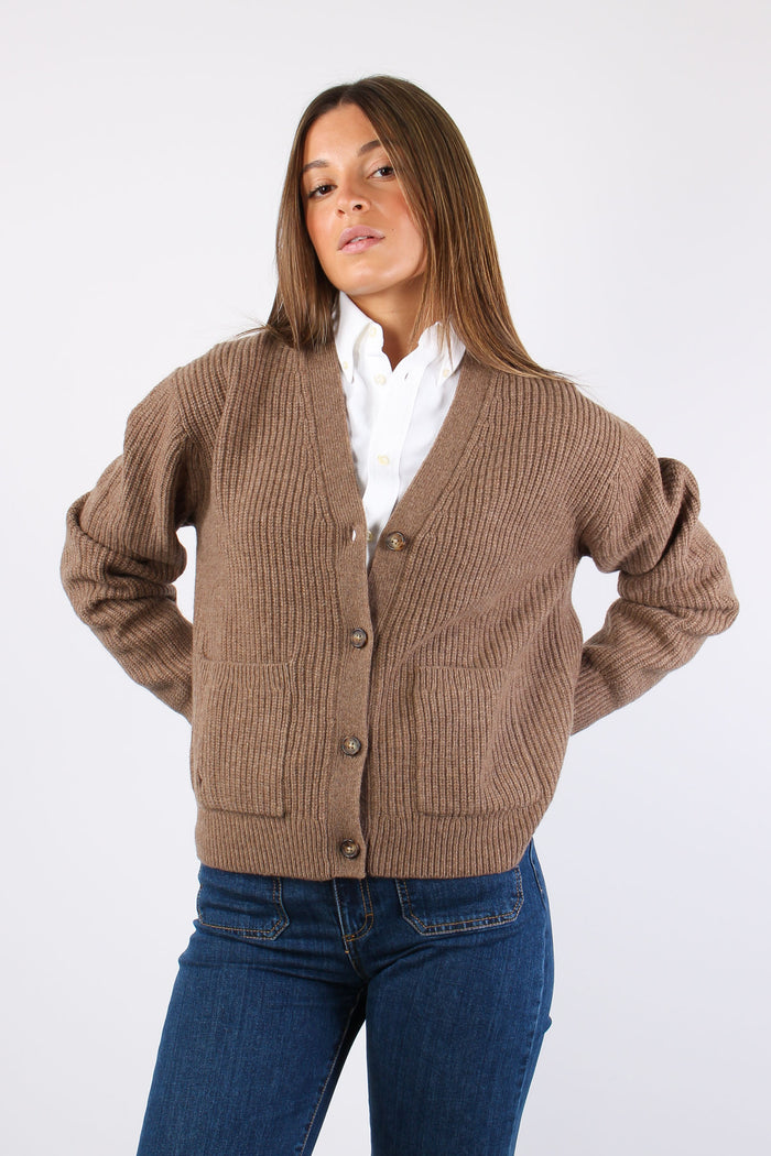 Cardigan Inserto Tasche Light Brown