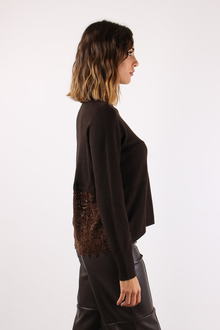 Maglia Viscosa Inserto Pizzo Moro-6