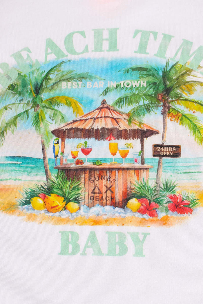 T-shirt Stampa Beach Bianco-2