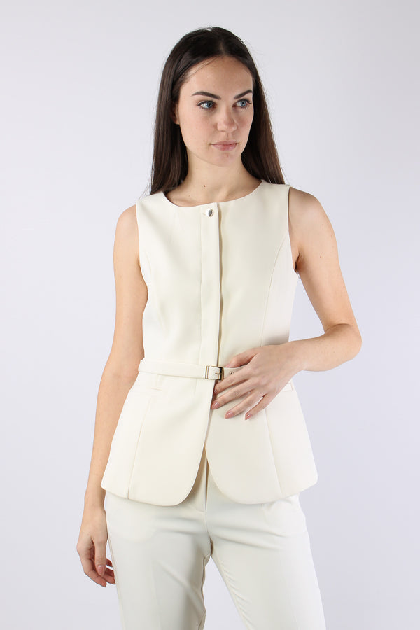 Gilet Cinturato Panna-2